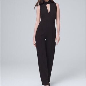 WHBM One Piece Jumpsuit Suit Size 8 Black Tie Neck Sleeveless